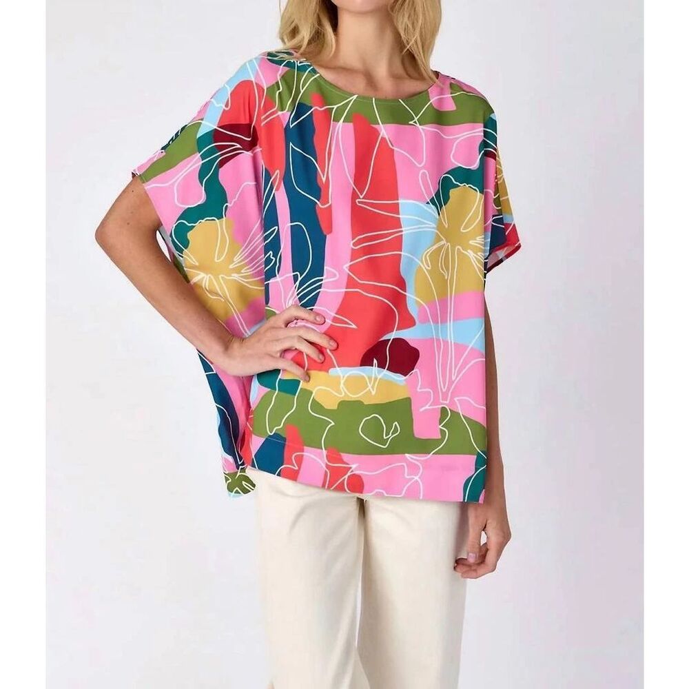 Crosby Maxine Short Sleeve Floral Tunic Top S/M